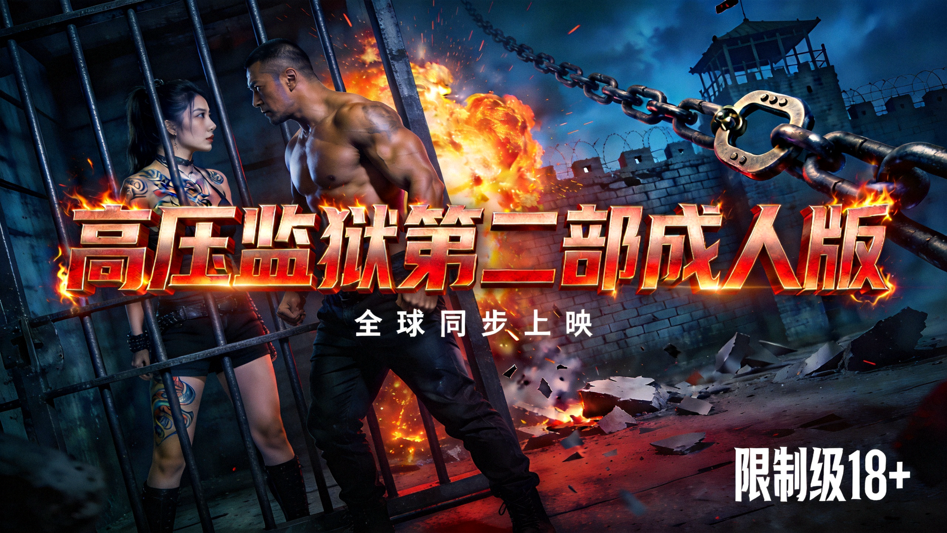 全球热播电影《高压监狱第二部成人版》震撼视觉焦点海报